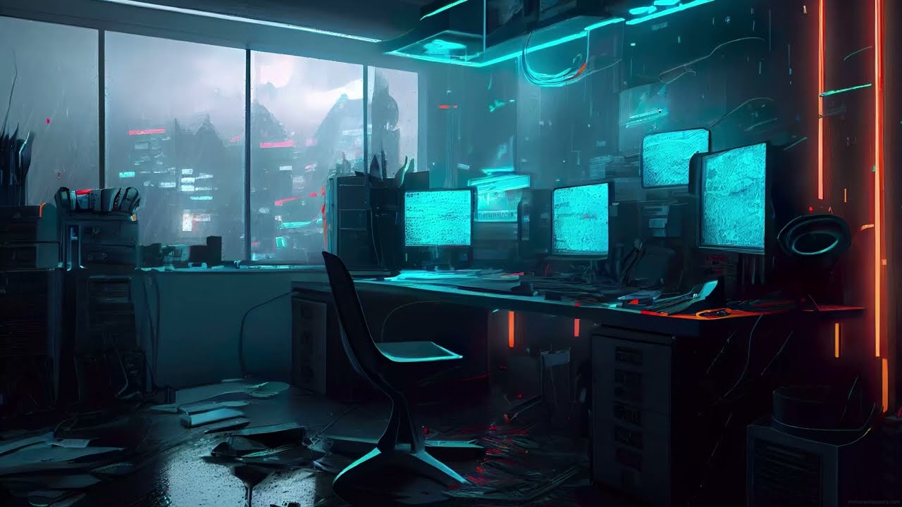 Relax and Unwind - Futuristic City Rain - Science Fiction Ambience