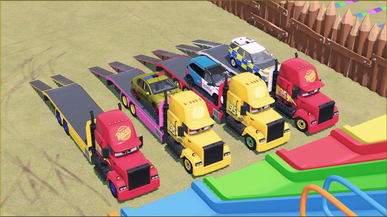 ALL POLICE CARS TRANSPORTED BY CAR CARRIER TRUCK