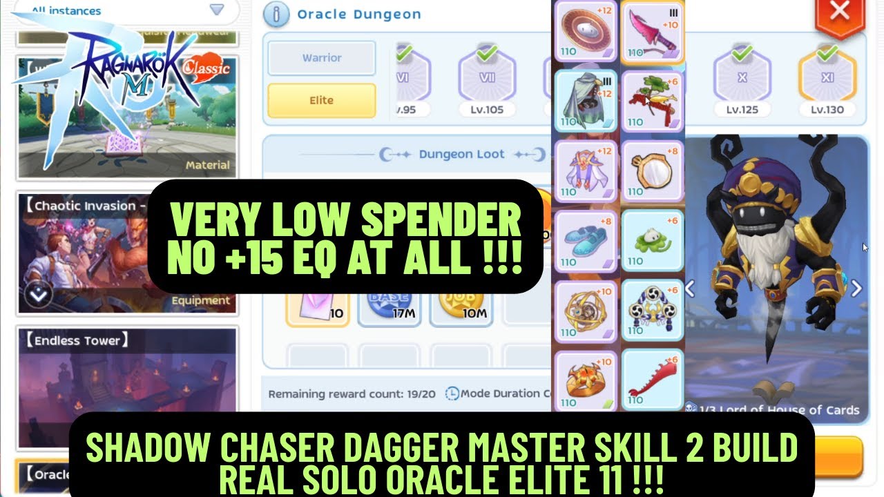 REAL SOLO ORACLE ELITE 11 - SHADOW CHASER DAGGER MS2 BUILD | RAGNAROK M CLASSIC