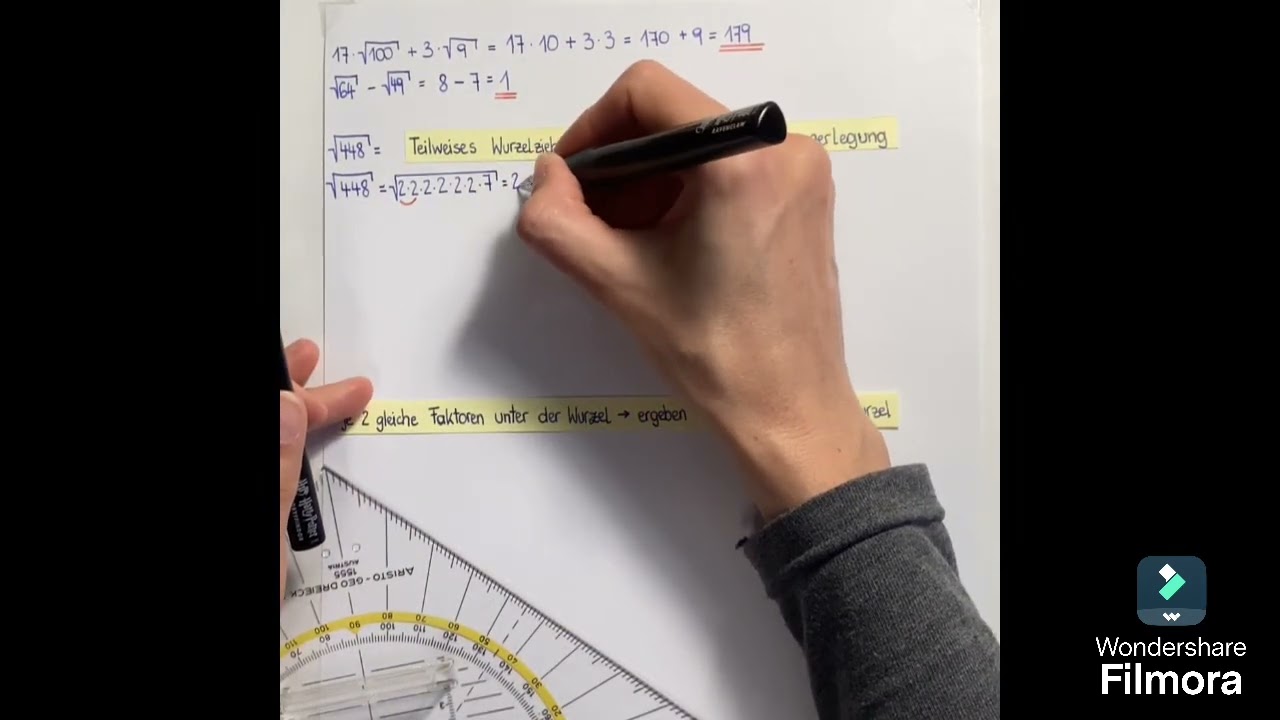Übungsbeispiel_Quadratwurzeln ((teilweises) Wurzelziehen