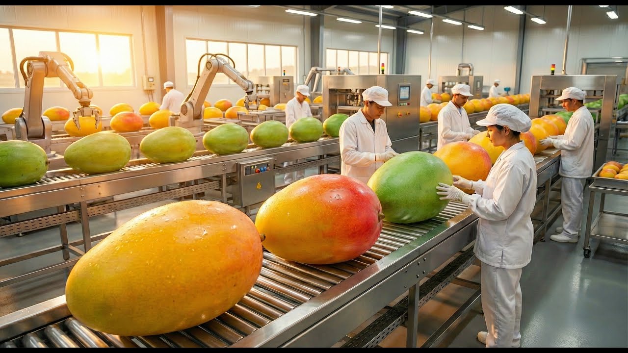 Inside an Alphonso Mango Factory From Pulping King Fruits to Bottling Thick Yellow Nectar