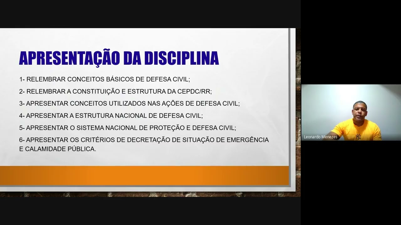 Aula inicial da disciplina de Proteção e Defesa Civil CHO BM 2026.1