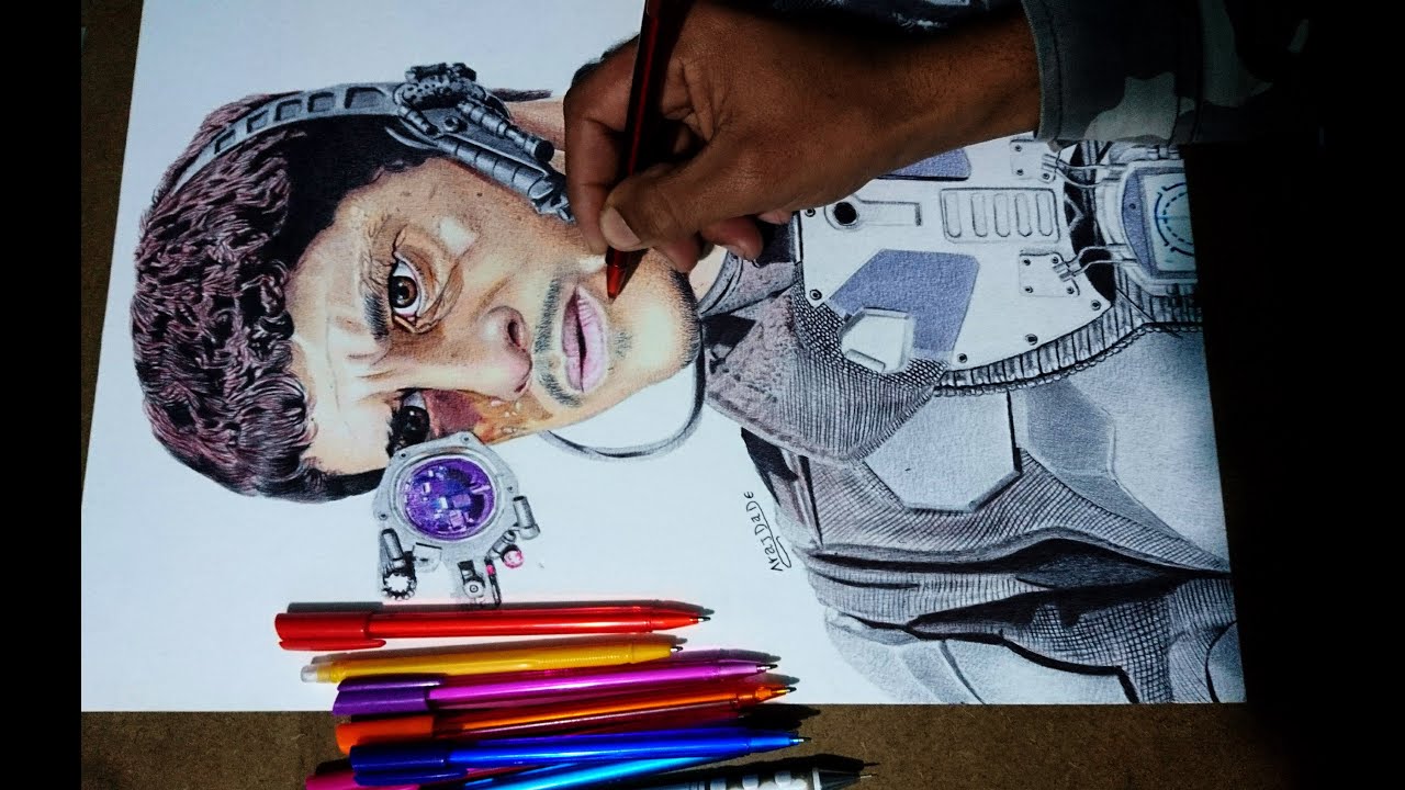 Portrait de l'acteur marocain Said Taghmaoui,aux stylos à bille