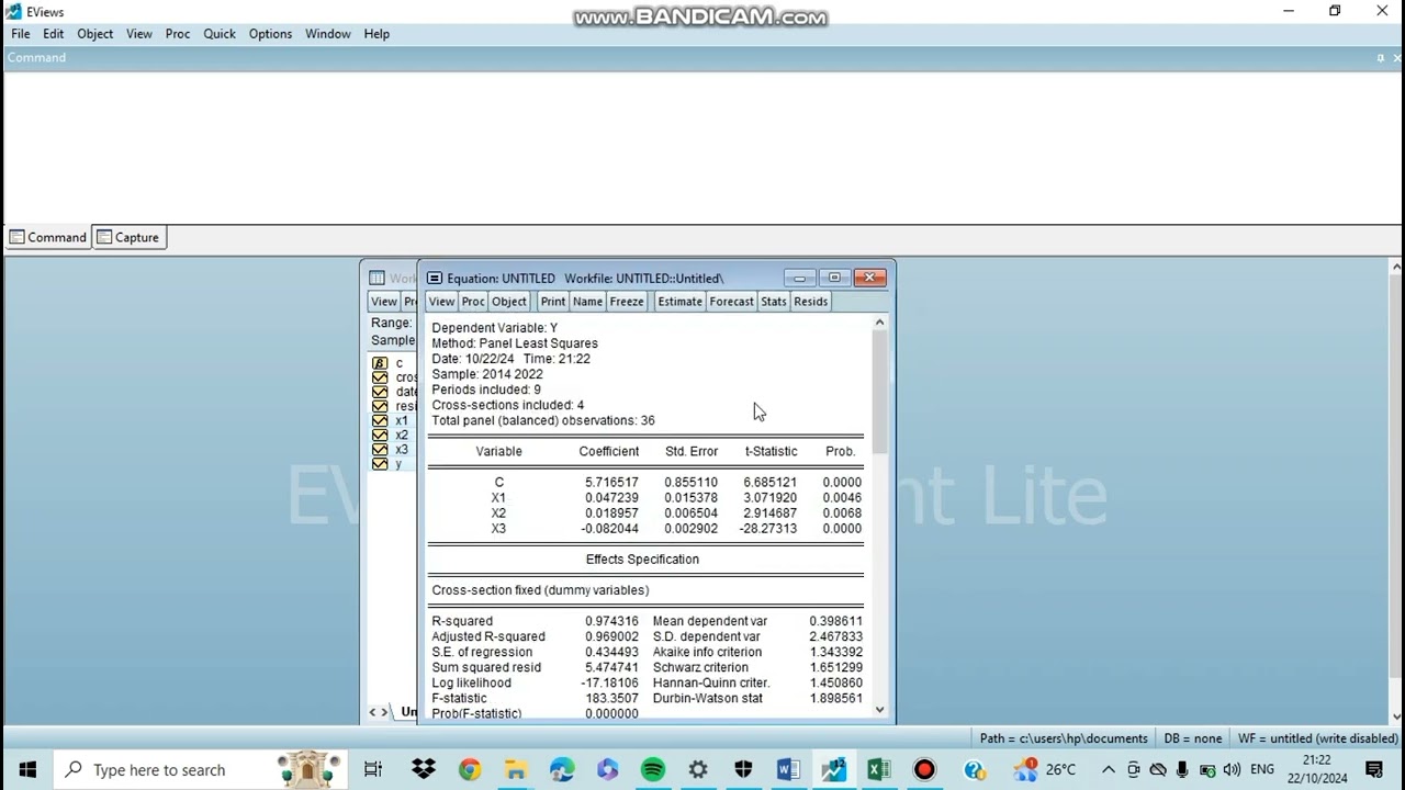 Analisis Regresi Data panel dan Uji Asumsi Klasik menggukan Eviews 12