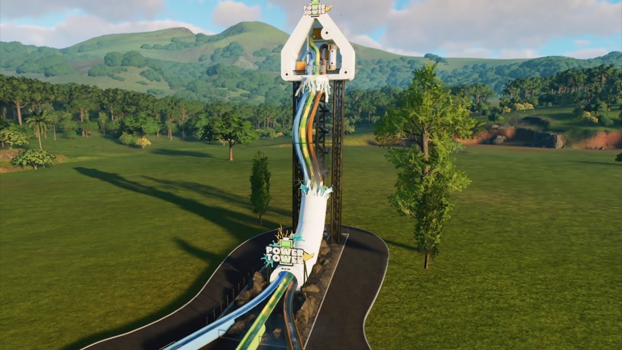 Free Fall Waterslide Tower (All Onrides) | Planet Coaster 2 (made by Arron) [POV]
