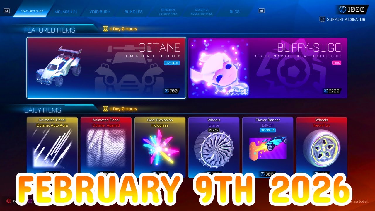 Rocket League ITEM SHOP Daily #450 (9th February 2026)
