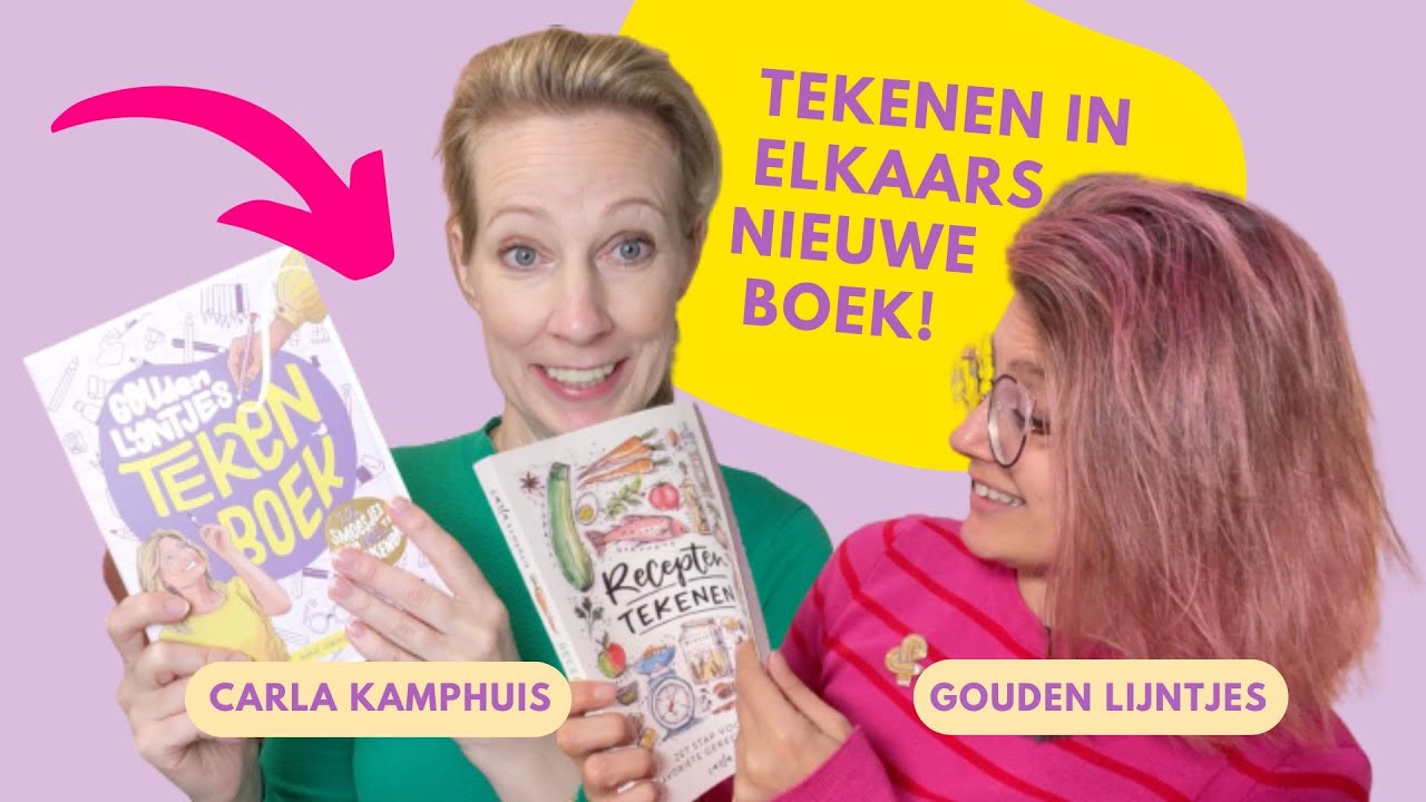 Nieuwe boeken uitproberen! Carla Kamphuis Recepten Tekenen & Gouden Lijntjes Tekenboek