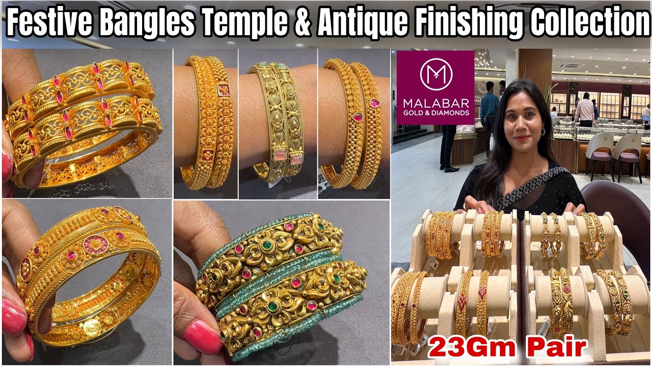 Malabar Gold Bangles🔥Divine, Antique, Broad & Festive Wear Gold Bangles Designs With Weight & Price