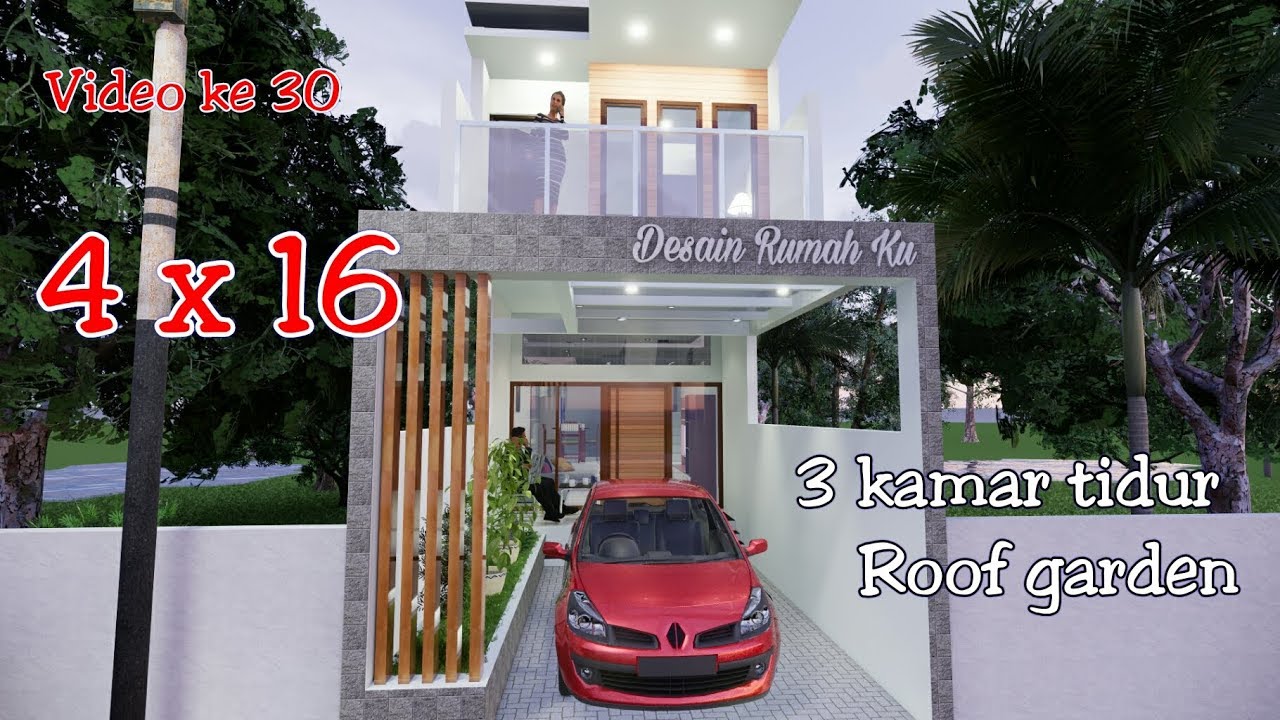Rumah 4 x 16 lantai 2 ada roof gardennya