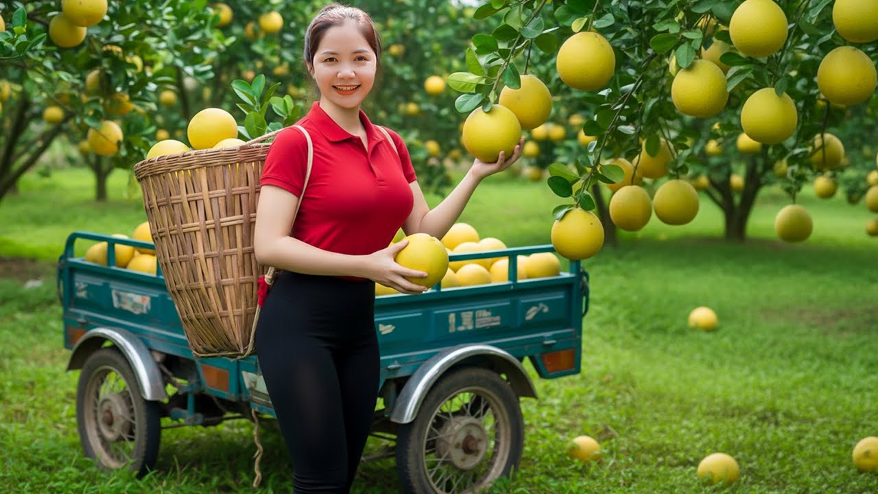 REWIND TIME LAPSE &ndash; 365 Days Harvesting 1000+ Green Skin Pomelo in Big Garden Goes To Market Sell