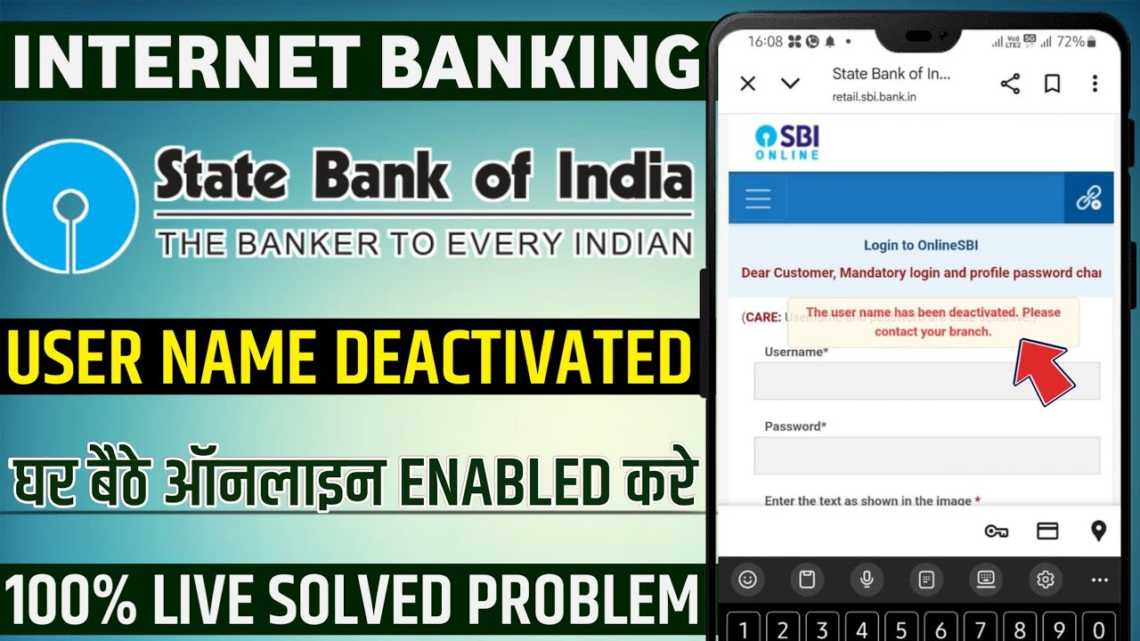 Sbi net banking login The user name has been deactivated Please contact your branch problem solved