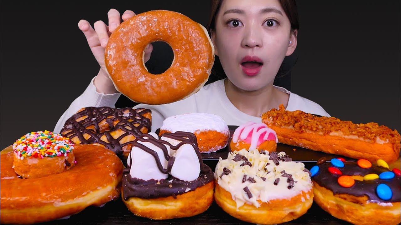 🍩Sweet donut😋얼굴만한 랜디스도넛?!😍 [Chocolate, White ganache, Lemon jelly, M&M donut] Mukbang