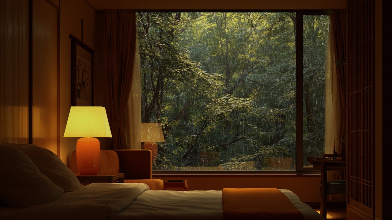 Midnight Rain and Gentle Piano | Calm Piano beneath Quiet Night Rain for Deep Sleep