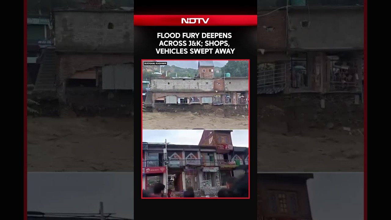 Flood Fury In Budgam: Dozens Of Shops Swept Away, Road Link Cut Off As Sukhnag Stream Swells