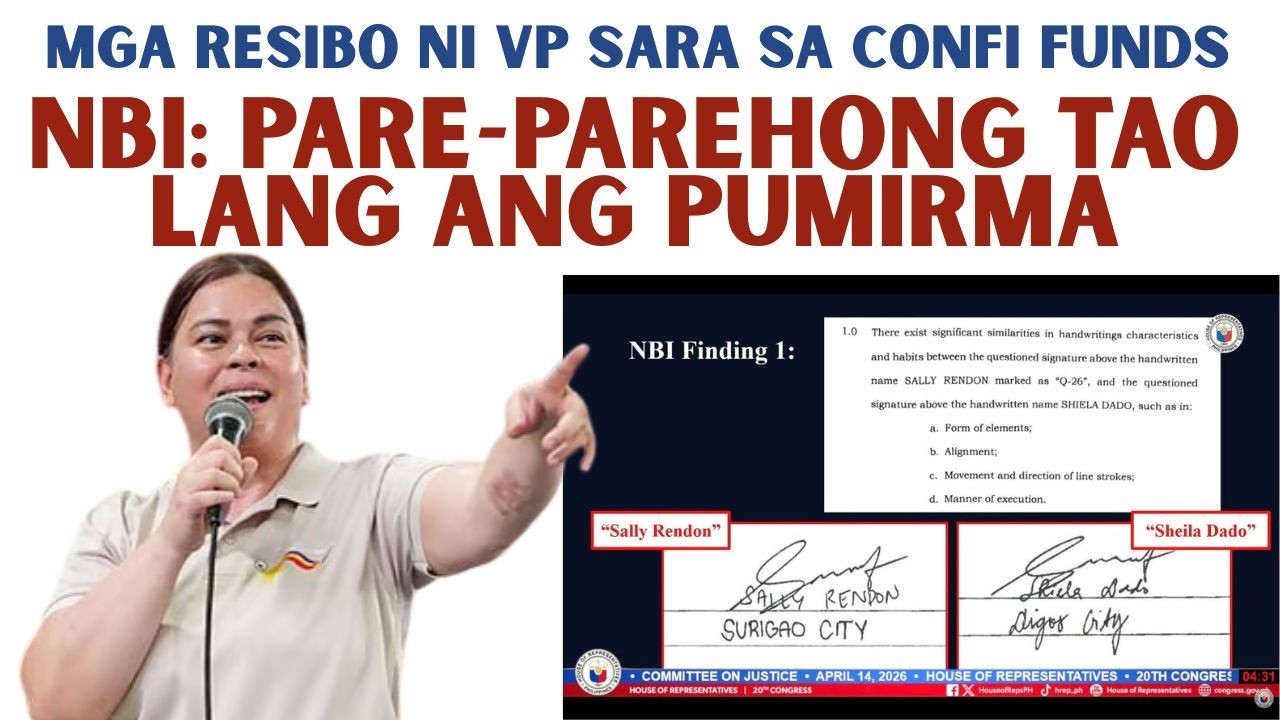 NBI BINULGAR NA PARE PAREHONG TAO ANG PUMIRMA SA MGA RESIBO NI VP SARA SA CONFI FUNDS