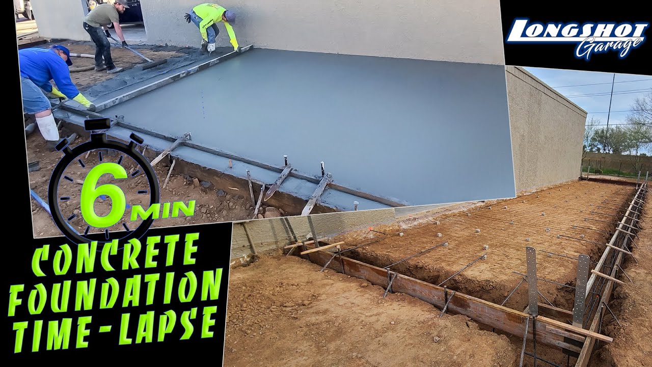 6 Minute Complete Concrete Foundation Installation Start to Finish Time-Lapse: Longshot Garage #5a