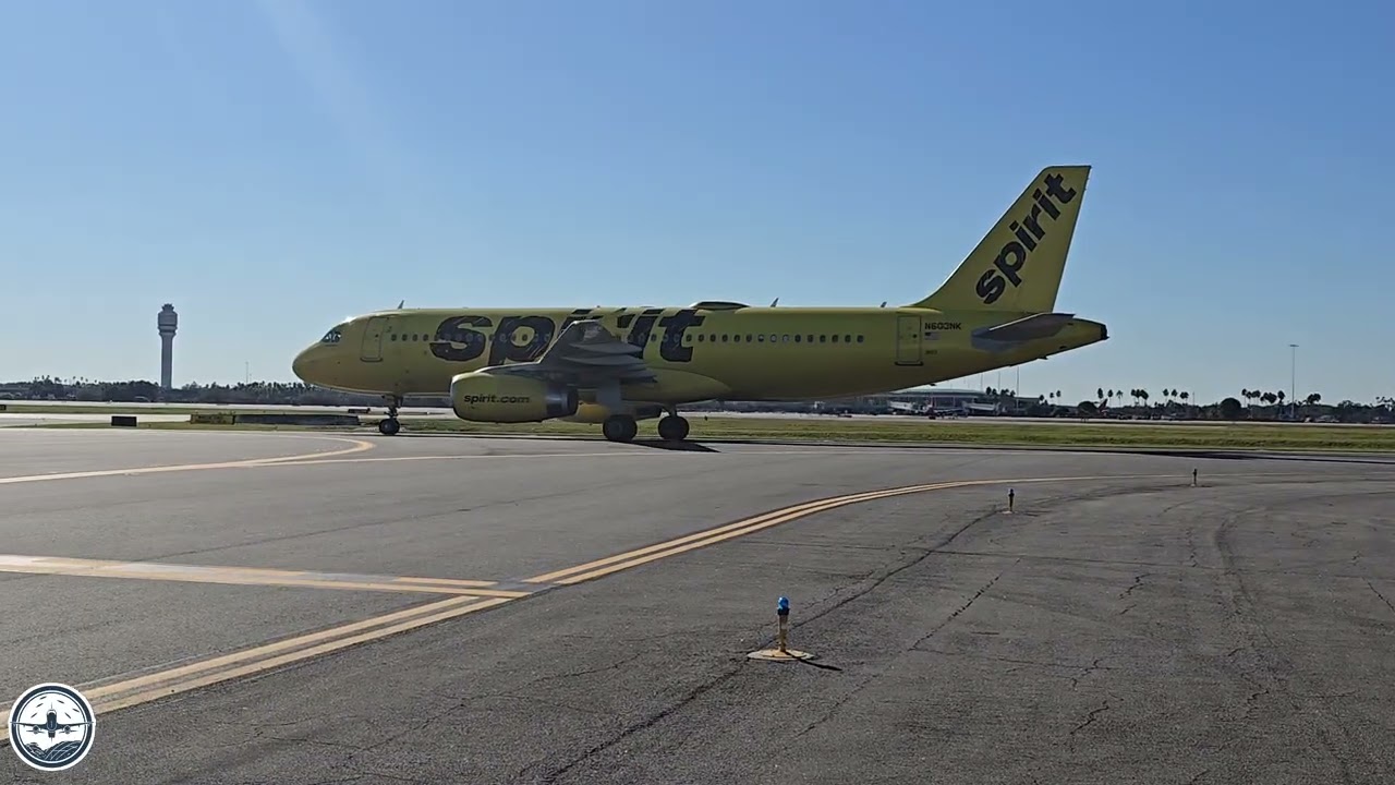 MCO - Spirit Airlines taxi up close from airfield Orlando International Airport tour 11/13/2025
