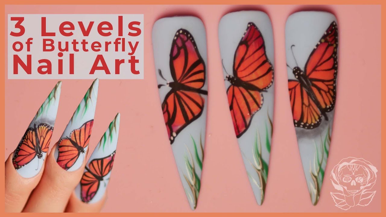🦋3 Levels of Butterfly Gel Polish Nail Art🦋