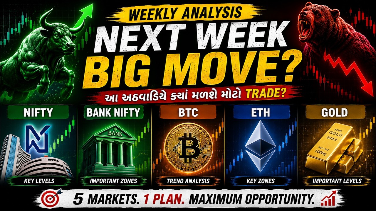 આ અઠવાડિયે ક્યાં મળશે Trade? | Nifty, Bank Nifty, BTC, ETH & Gold Analysis | Gujarati