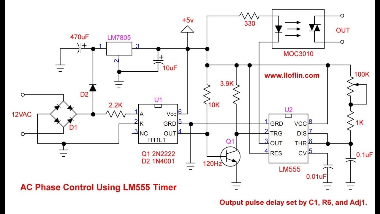 LM555 Timer Monostable AC Power Phase Control Demo
