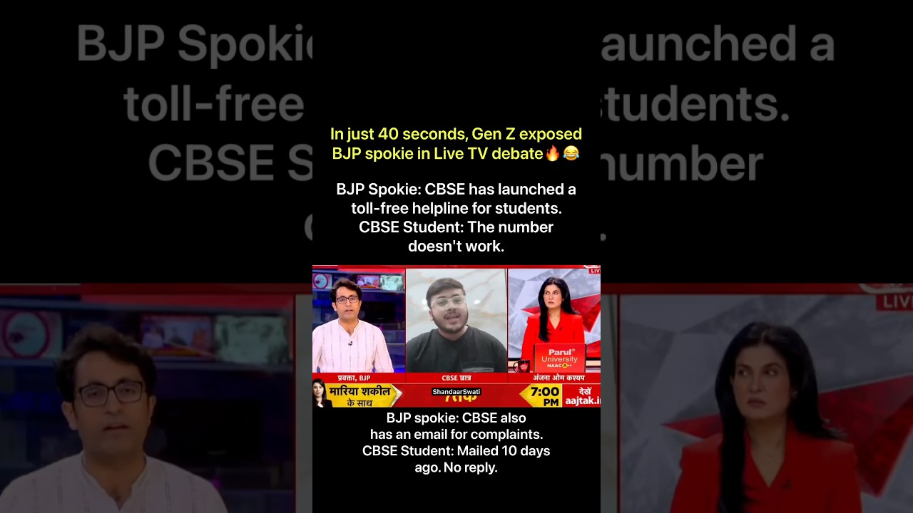 In just 40 seconds, Gen Z exposed BJP spokie in Live TV debate🔥😂