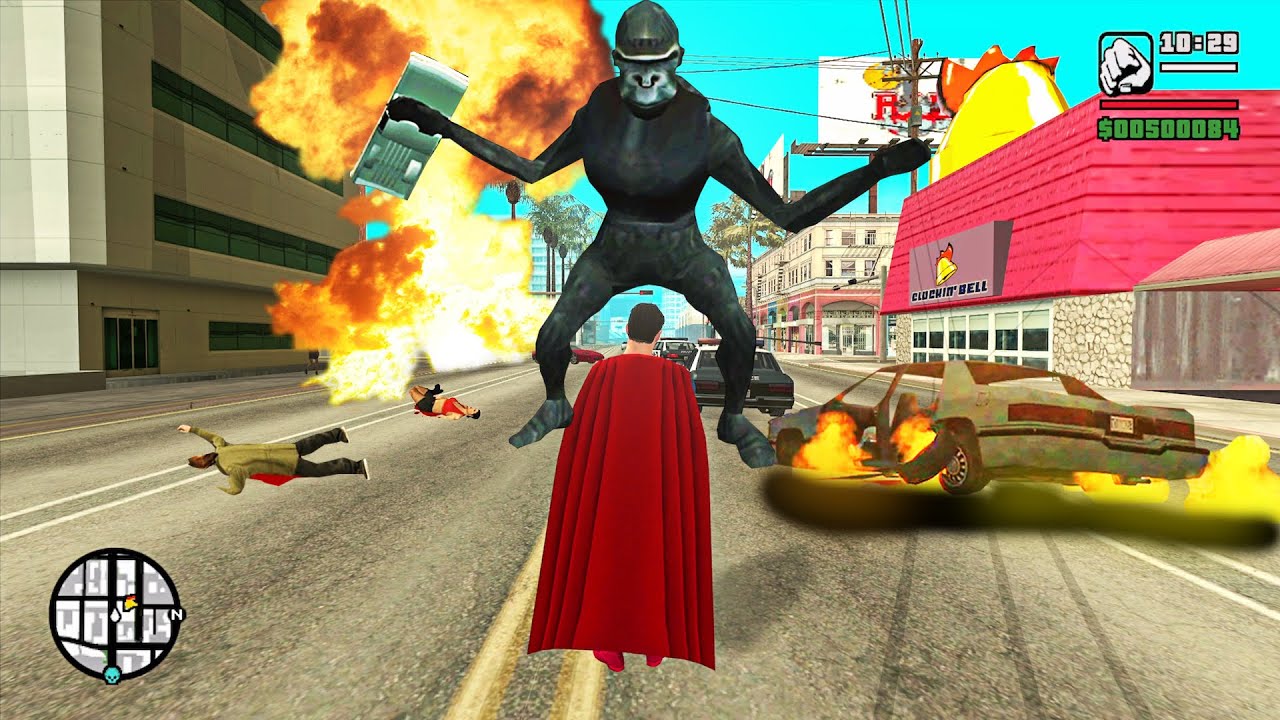Encontrando o KING KONG no GTA SA com o SUPER HOMEM (Destruição em Los Santos)