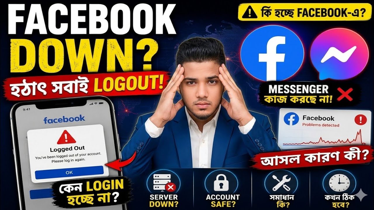Facebook Down? হঠাৎ সবাই Logout কেন হলো | Facebook & Messenger Login Problem Explained