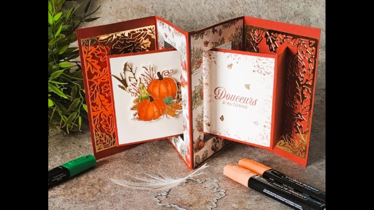 Carte toile automnale double accordéon