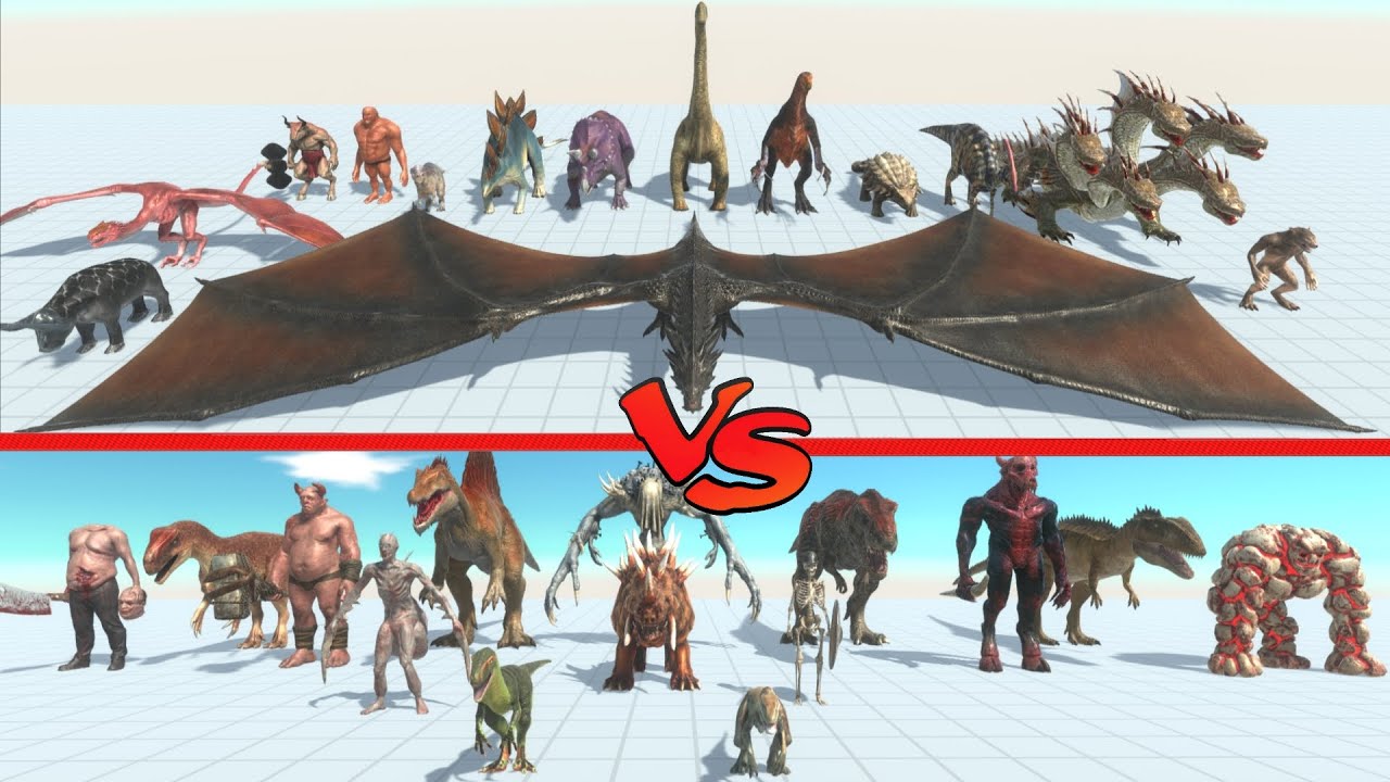 Infernals and carnivore vs Fantasy and Herbivore dinosaurs - Animal Revolt Battle Simulator