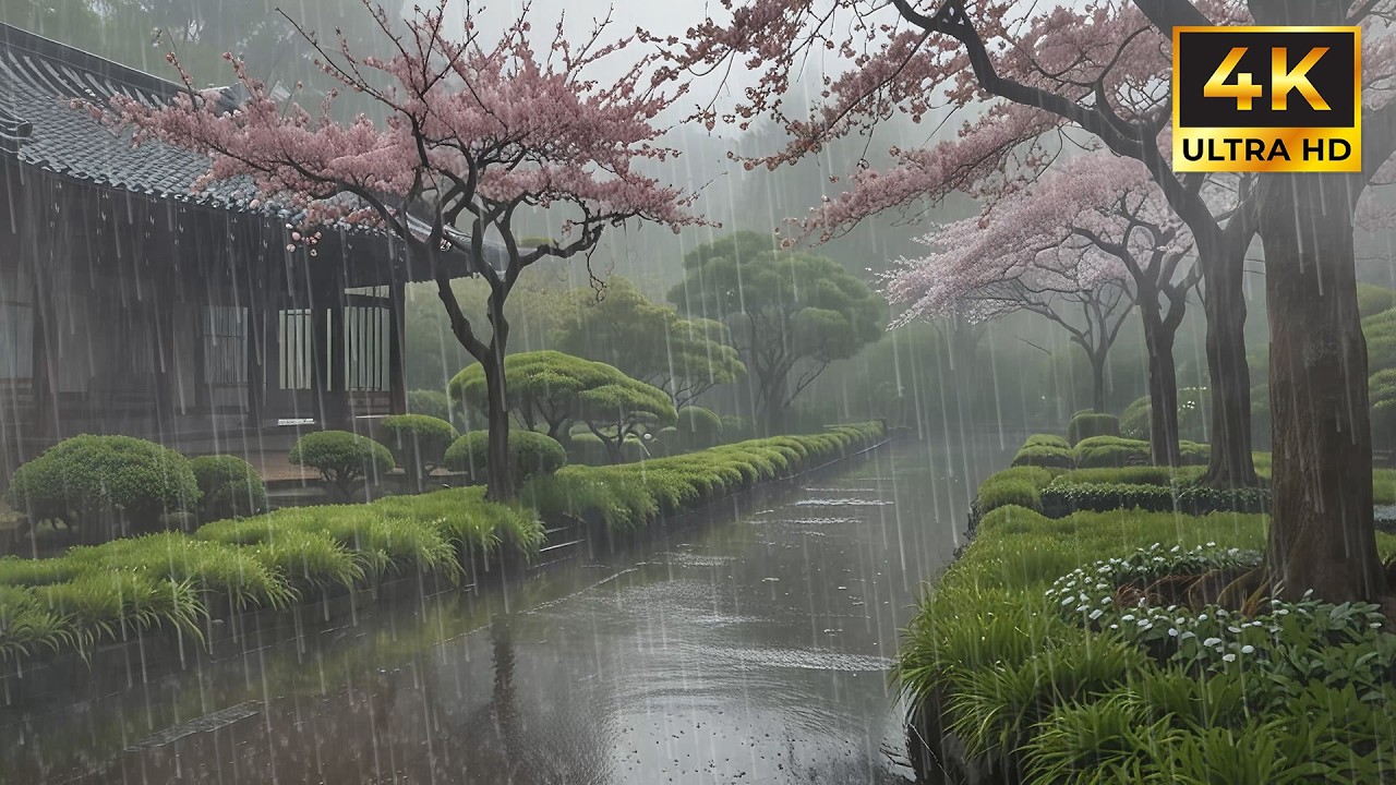 Soft Rainfall in a Garden to Help You Relax and Fall Asleep Naturally Tonight 😴