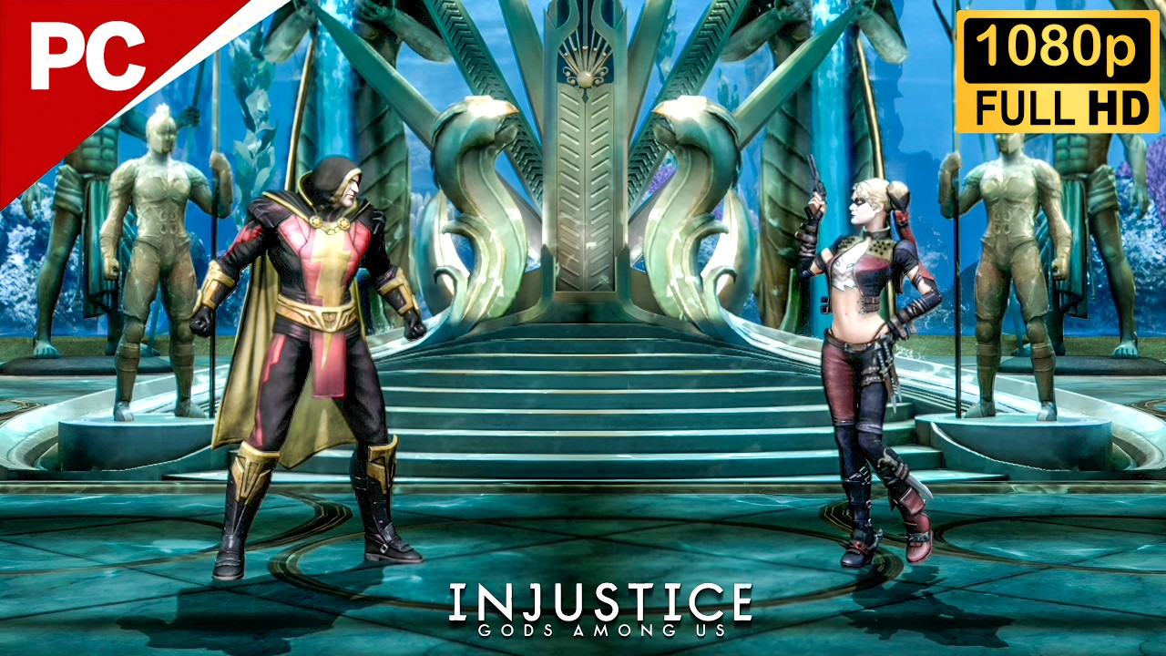 Injustice Gods Among Us | Shazam vs Harley Quinn & Deathstroke & Bane | PC Gameplay