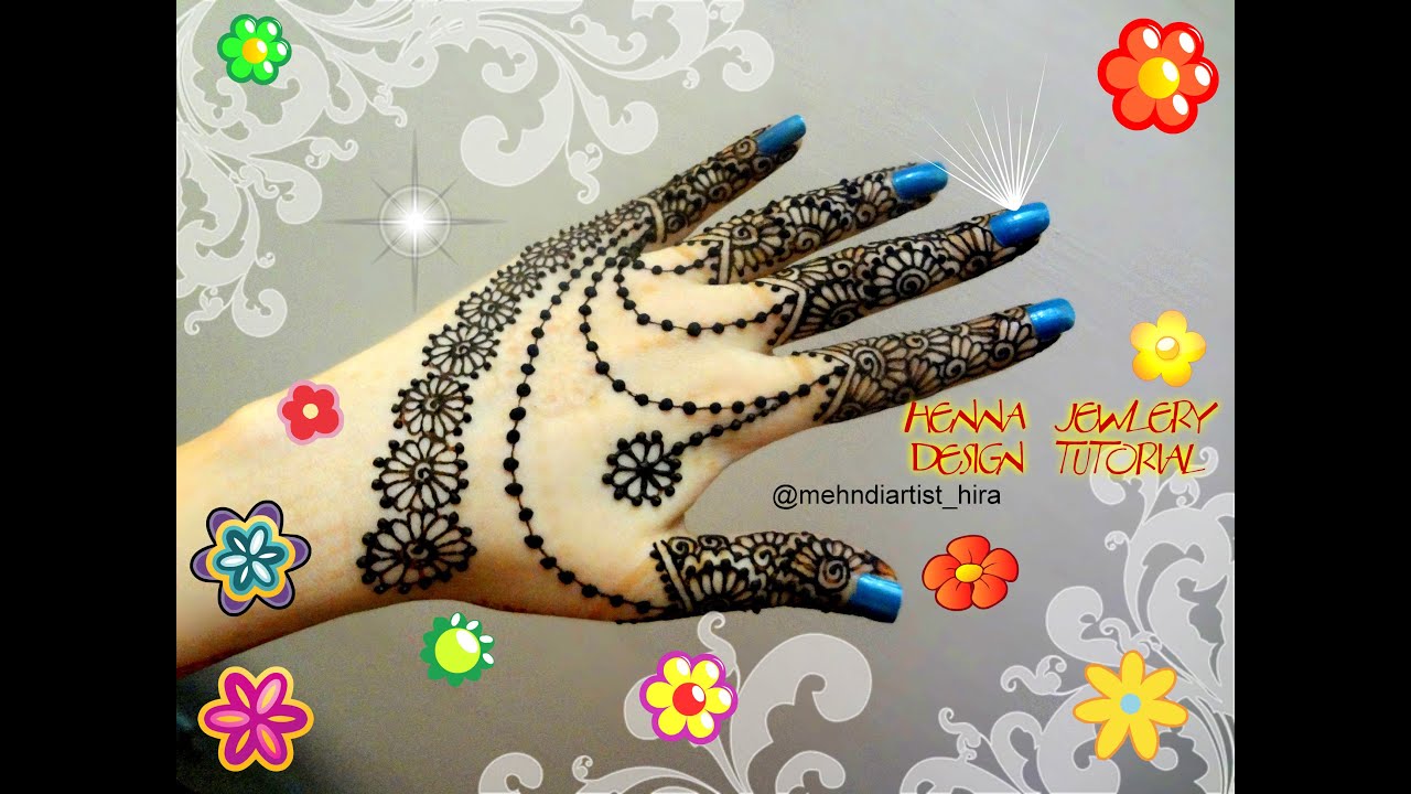 How to apply easy simple beautiful jewellery henna mehndi designs for hands tutorial eid