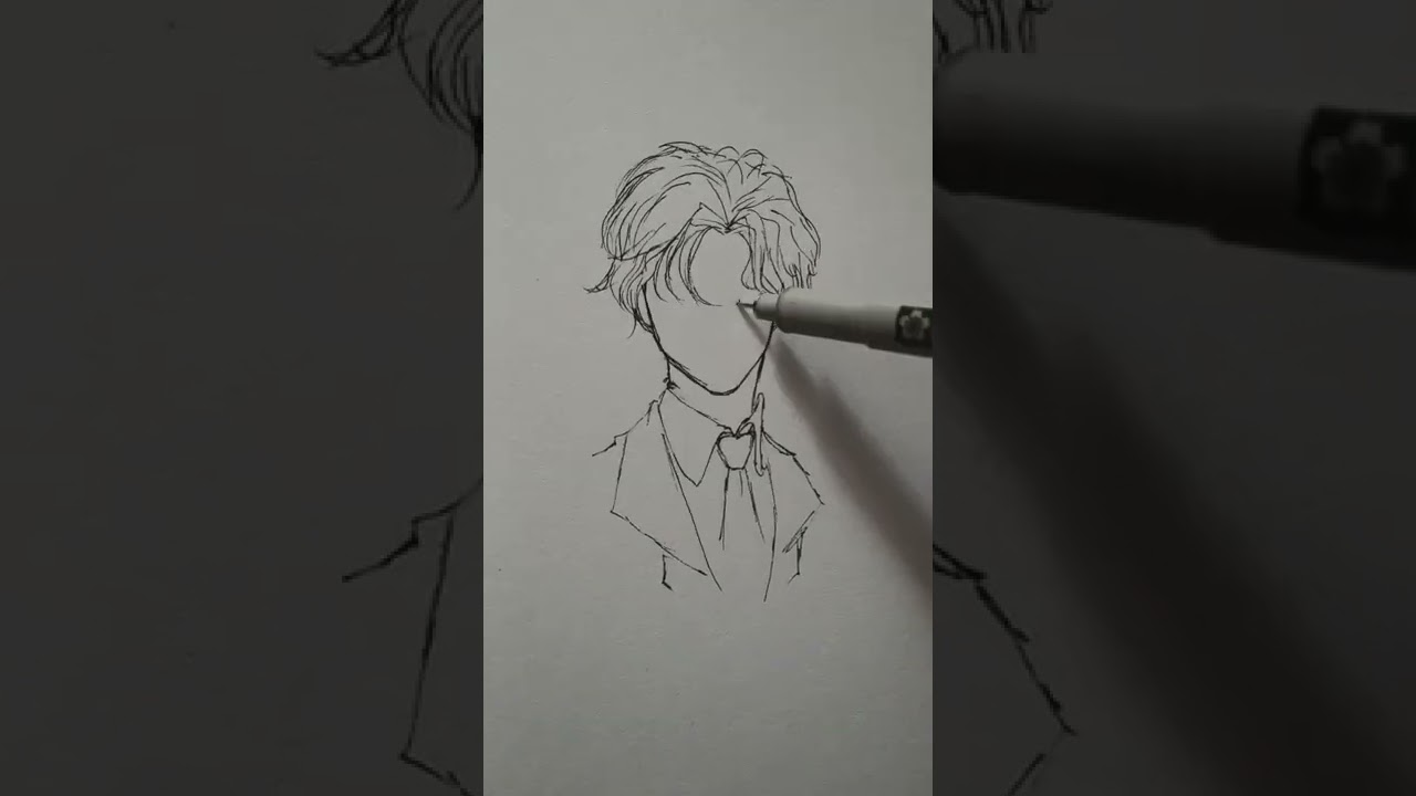C&oacute;mo dibujar CHICO anime de cabello CORTO sorprendente 🤩 #shorts | Trucos Lindos Shorts