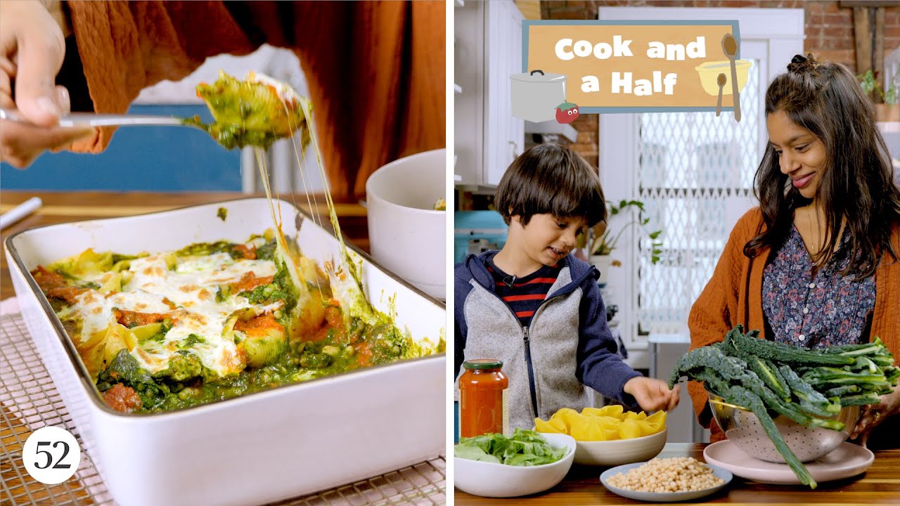 Cheesy Stuffed Shells with Kale Pesto | Cook and a Half