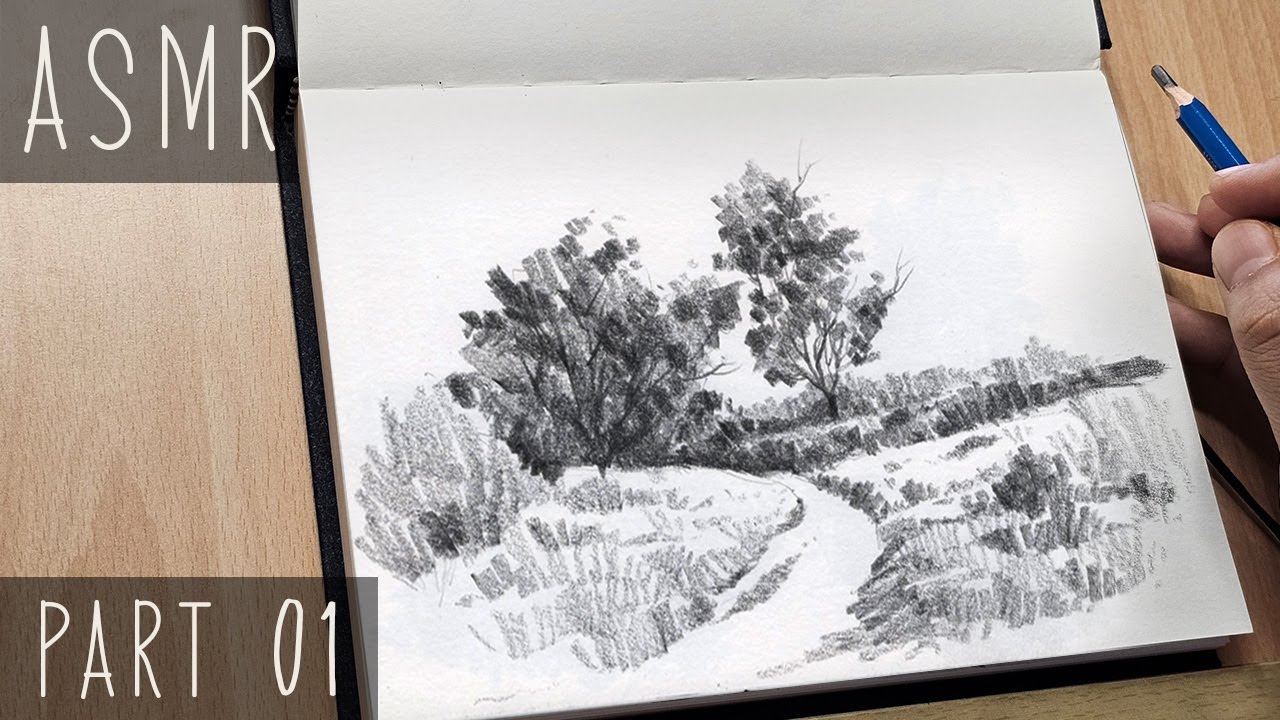 Broad Stroke Pencil Drawing Scenery | ASMR | PART 01