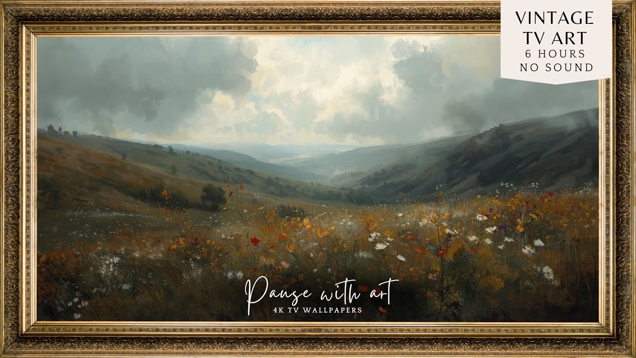 Moody Field Wildflowers Oil Painting | Cozy Nature TV Wallpaper | Relaxing Frame TV Art Background