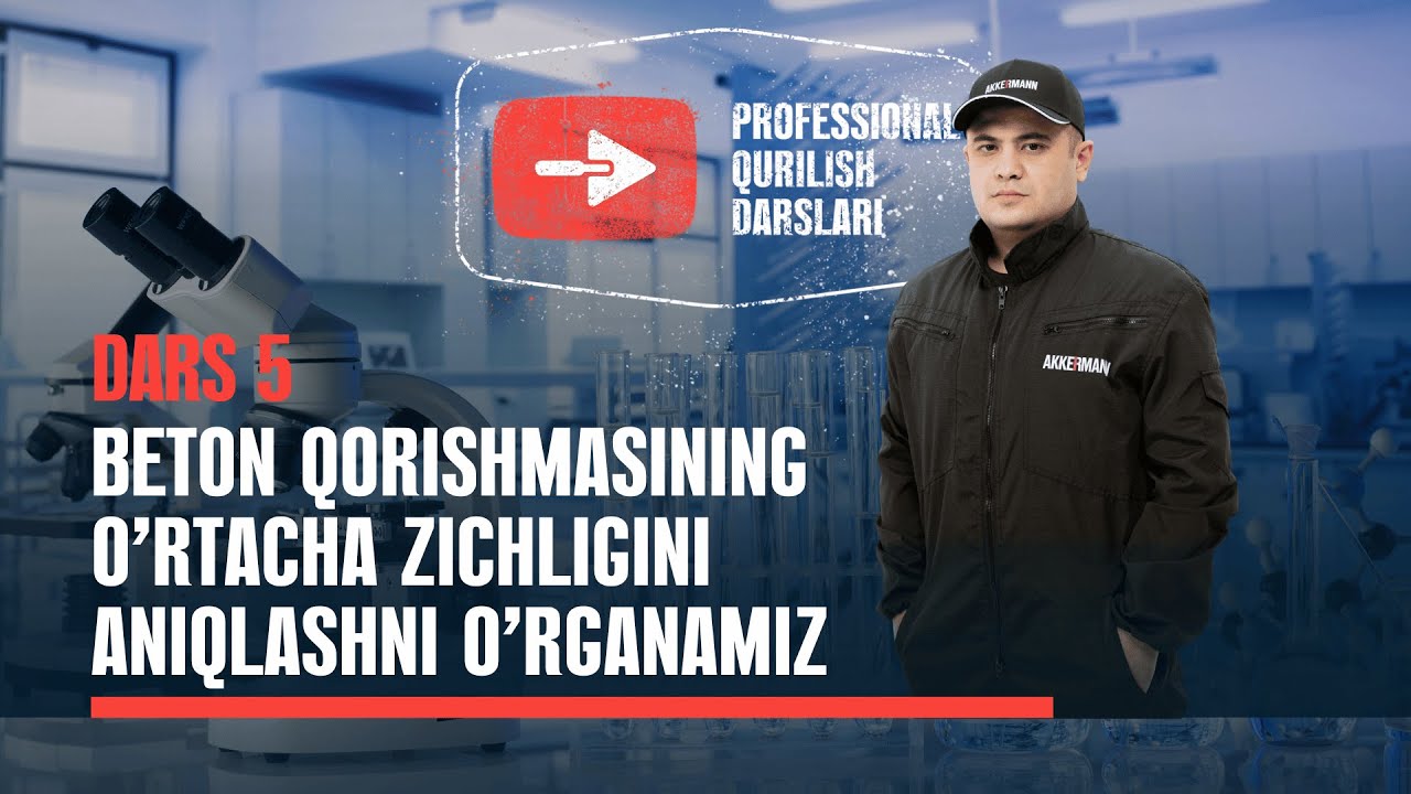Beton qorishmasining o'rtacha zichligini aniqlashni o'rganamiz