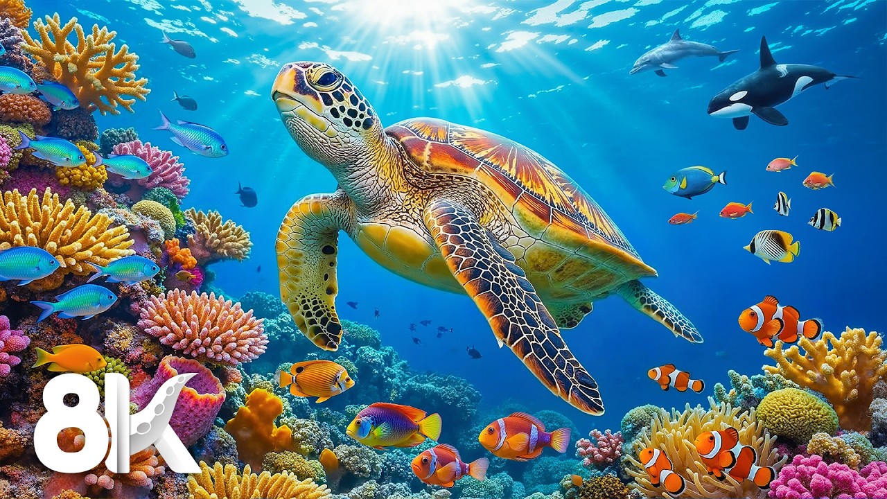 Mesmerizing Deep Blue Ocean Life in 8K UHD - Most Beautiful Ocean Fish & Relaxing Sleep Music