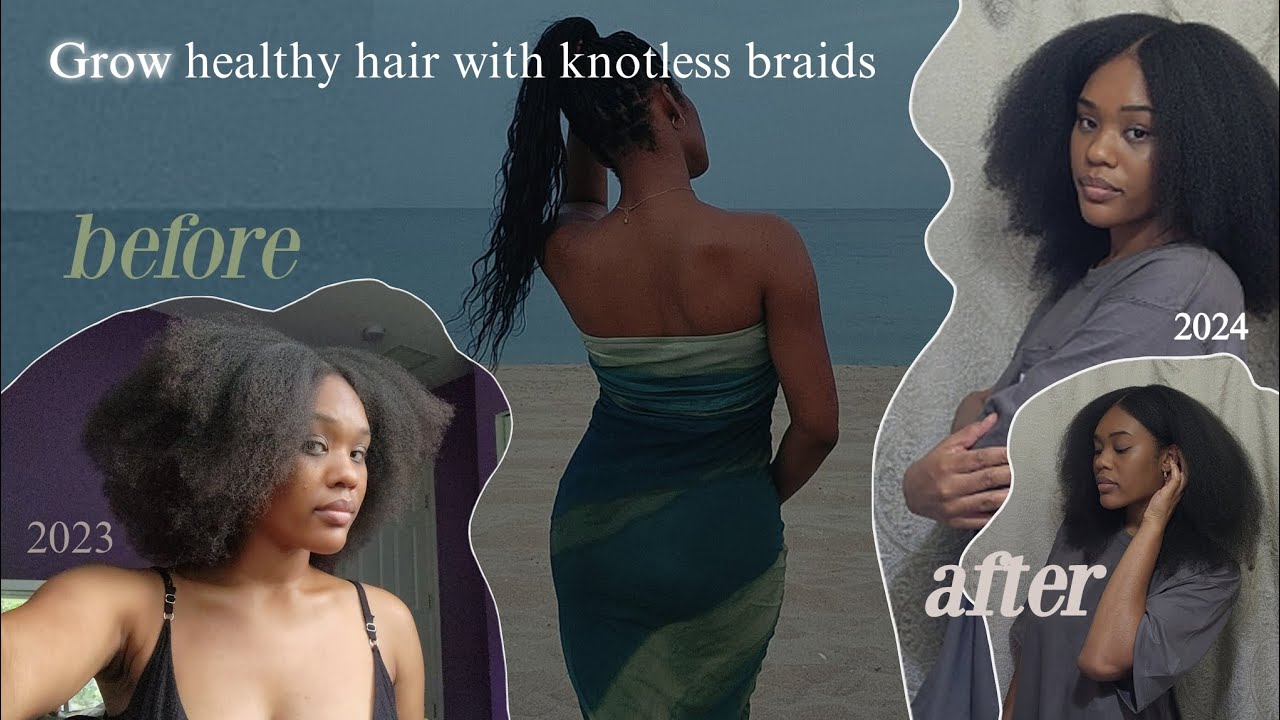 live your life & grow long 4C hair with knotless braids | length retention routine