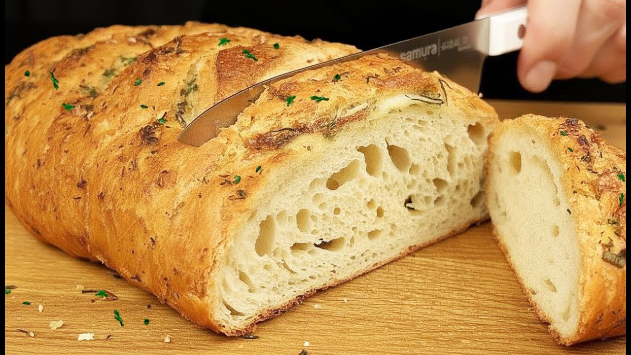 Самый лучший хлеб с моцареллой и чесноком! Быстро и не требует замешивания!