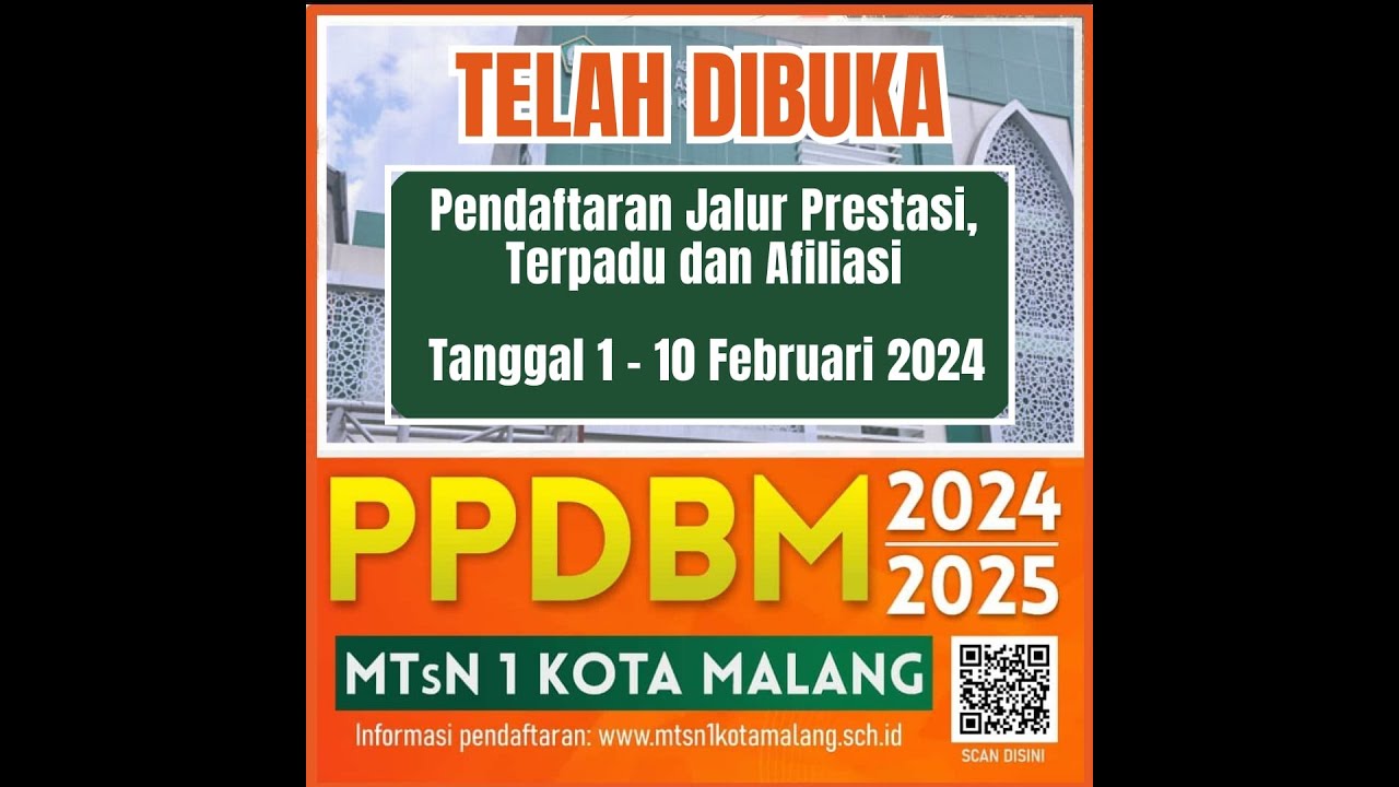 PPDBM MTsN 1 Kota Malang Jalur Prestasi, Terpadu dan Afiliasi
