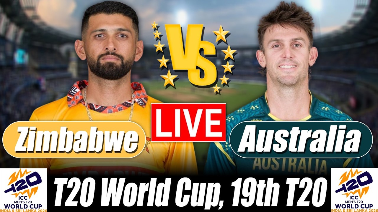 Australia vs Zimbabwe Score | AUS vs ZIM Score 19th T20 Commentary | T20 World Cup 2026