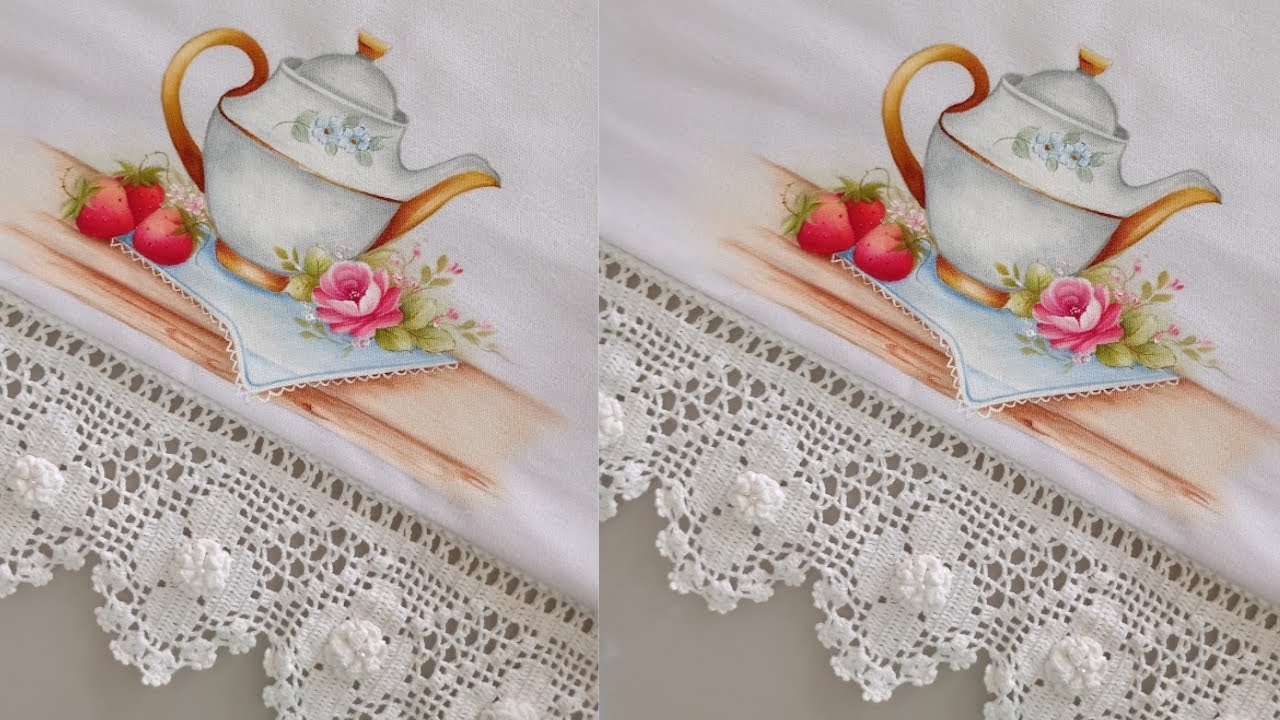 Como Pintar Mesa com Chaleira em Tecido- Café com Arte #154