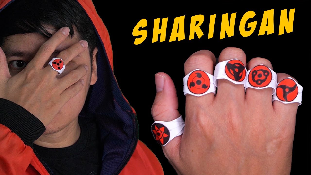 Anillo ninja sharingan de papel de origami fácil en Naruto