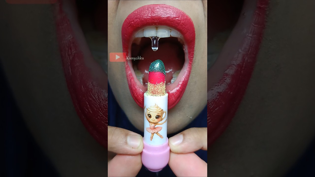 ASMR Anomaly! Ballerina Cappuccina Rainbow Glitter Into Jelly Ice Candy Lipstick #short #shorts 1211
