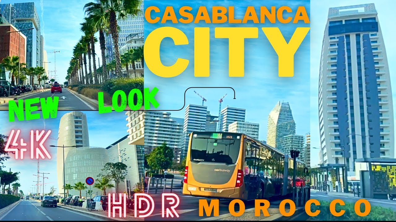 [ 4k HDR ] The city of Casablanca in a new look | Morocco 🇲🇦 driving downtown | person walking