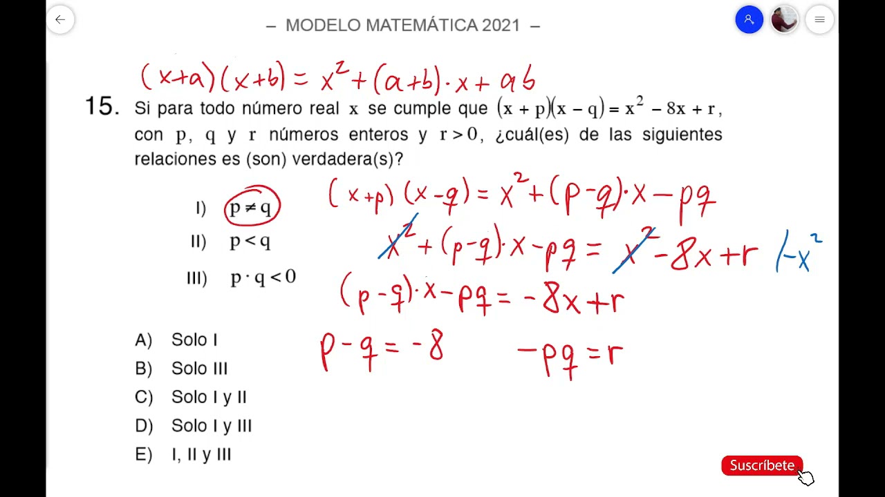 Resolución Modelo Matemática PDT admisión 2022 - invierno 2023 ÁLGEBRA Y FUNCIONES(DEMRE) (P. 13-25)