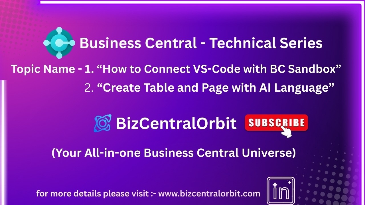 VS-code + BC Sandbox Setup + Create Table/Page in AL !