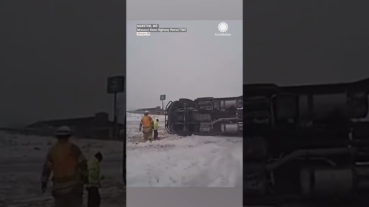 Massive Pile-Up on Icy Highway During Winter Storm