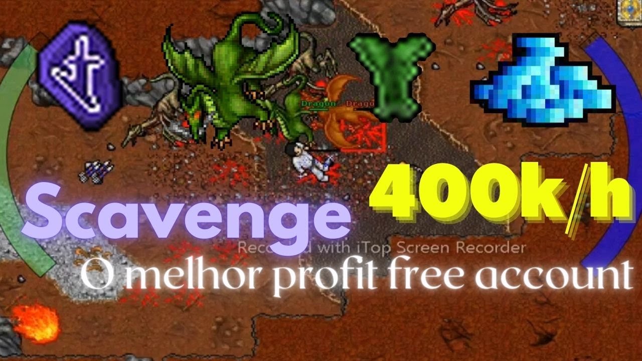 Tibia runa scavenge - Green Dragon leather - Fazendo dinheiro com tibia  #tibia #loot #hunting
